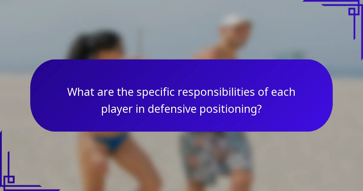 What are the specific responsibilities of each player in defensive positioning?