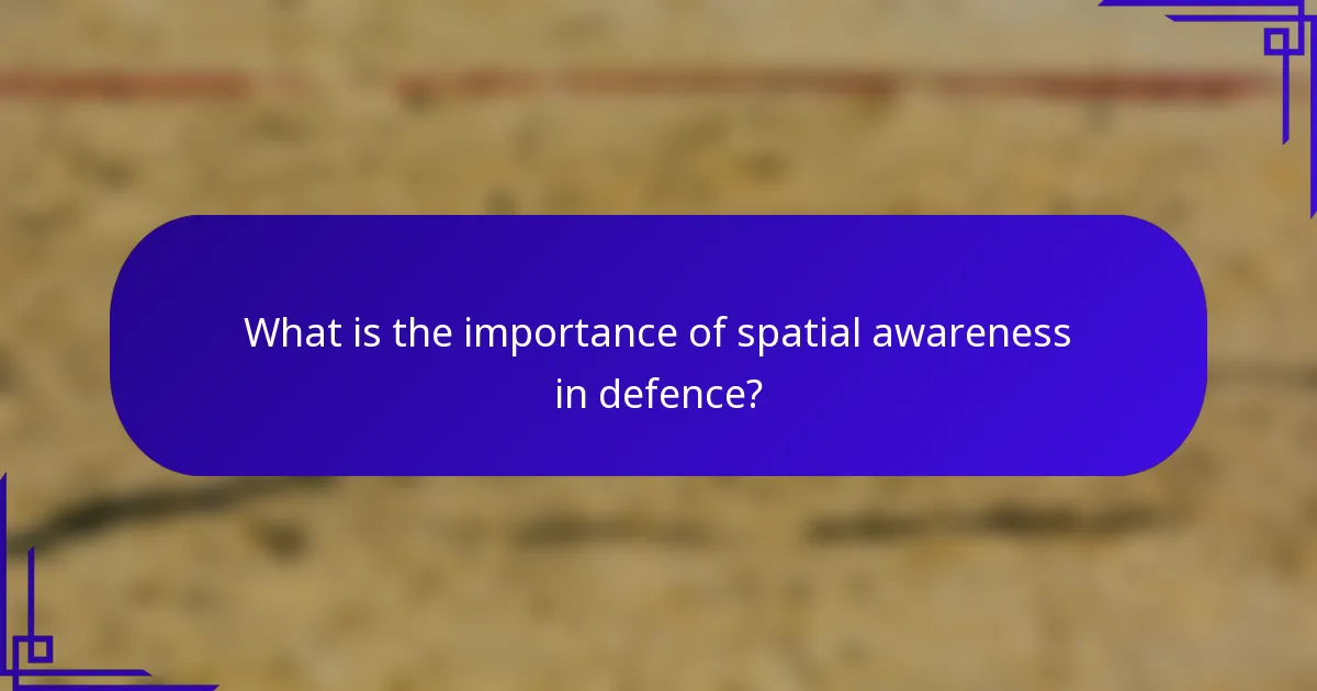 What is the importance of spatial awareness in defence?